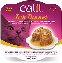 Catit Fish Dinner with Salmon & Green Beans Wet Cat Food, 80-g pouch