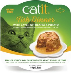 Catit Fish Dinner with Tilapia & Potato Wet Cat Food, 80-g pouch