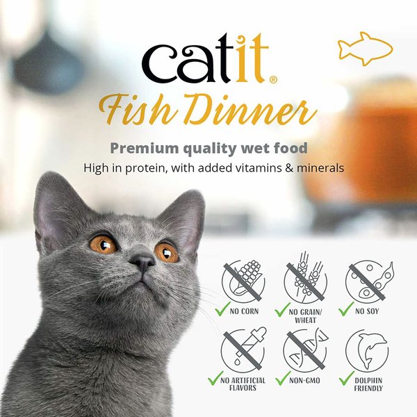 Show full view: Catit Fish Dinner with Crab Flavour & Pumpkin Wet Cat Food, 80-g pouch slide 4 of 5