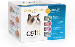 Catit Divine Shreds in Jelly Tuna Multipack Grain-Free Wet Cat Food, 85-g can, pack of 12