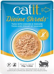 Catit Divine Shreds Tuna with Chicken & Wakame Wet Cat Food, 75-g pouch