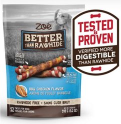 Zoe Better than Rawhide Twists BBQ Chicken Dog Treats, 12 count