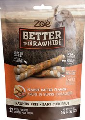 Zoe Better than Rawhide Twists Peanut Butter Dog Treats, 12 count