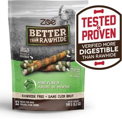 Zoe Better than Rawhide Twists Mint Dog Treats, 12 count