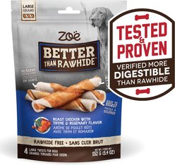 Zoe Better Than Rawhide Twists Chicken Rosemary & Thyme Dog Treats, 4 count