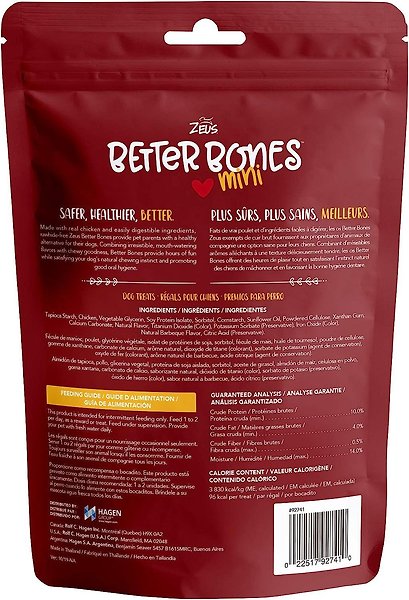 Show full view: Zeus Better Bones BBQ Chicken Flavour Mini Bones Dog Treats, 12 count slide 4 of 7
