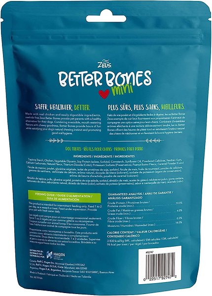 Show full view: Zeus Better Bones Peanut Butter Flavour Dog Treats, 24 count slide 4 of 5