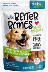 Zeus Better Bones Peanut Butter Flavour Chicken Wrapped Twists Dog Teats, 10 count