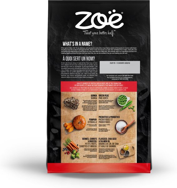 Show full view: Zoe Grain-Free Beef with Pumpkin & Peas Dry Dog Food, 5-kg bag slide 4 of 4