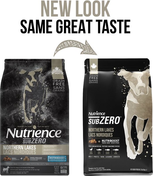 Show full view: Nutrience SubZero Northern Lakes Grain-Free Duck & Rainbow Trout Dry Dog Food, 10-kg bag slide 4 of 9