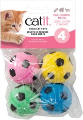 Catit Foamies Sponge Soccer Balls Cat Toy, 4 count