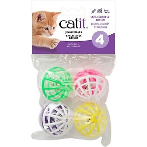 Zanies Christmas Holiday Jingle Ball Canister Cat Toy, 4 count