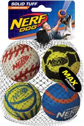 Nerf Dog Solid Tuff Sports Balls Dog Toy, 4 count