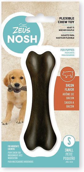 ZEUS Nosh Flexible Puppy Bacon Flavour Chew Bone Dog Toy, Medium