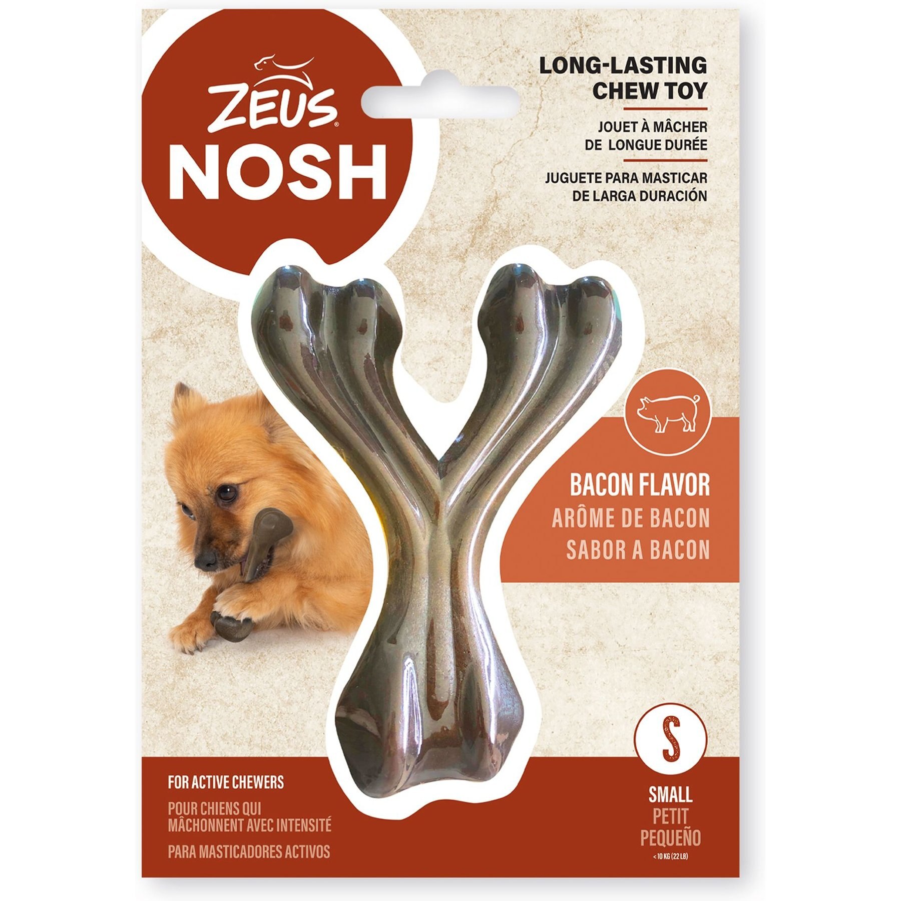 ZEUS Nosh Strong Bacon Flavour Wishbone Dog Toy, Large - Chewy.com