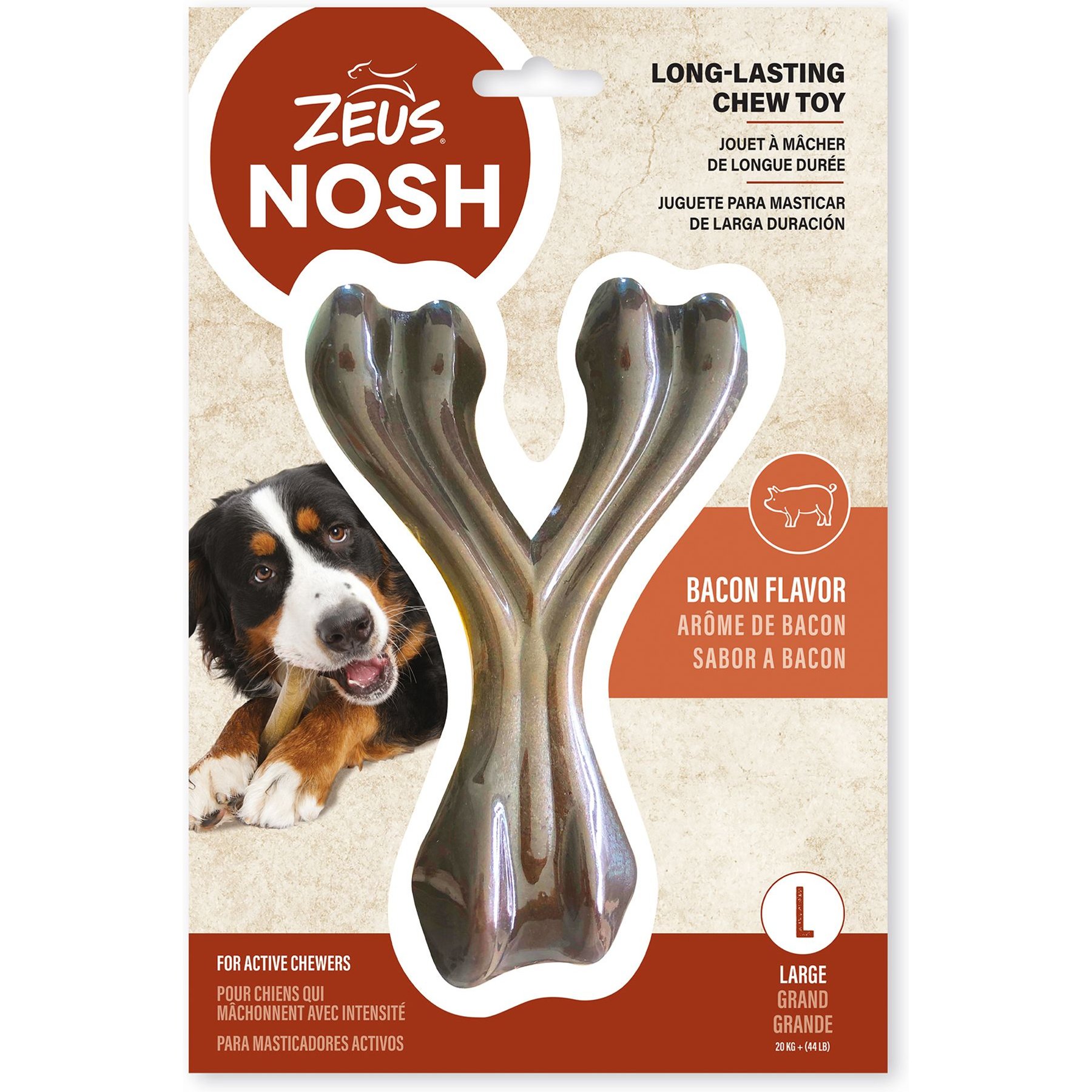 ZEUS Nosh Strong Bacon Flavour Wishbone Dog Toy, Large - Chewy.com