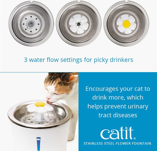 Show full view: Catit Flower Stainless Steel Top Cat Fountain, 3-L slide 4 of 9