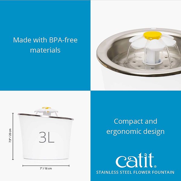 Show full view: Catit Flower Stainless Steel Top Cat Fountain, 3-L slide 6 of 9