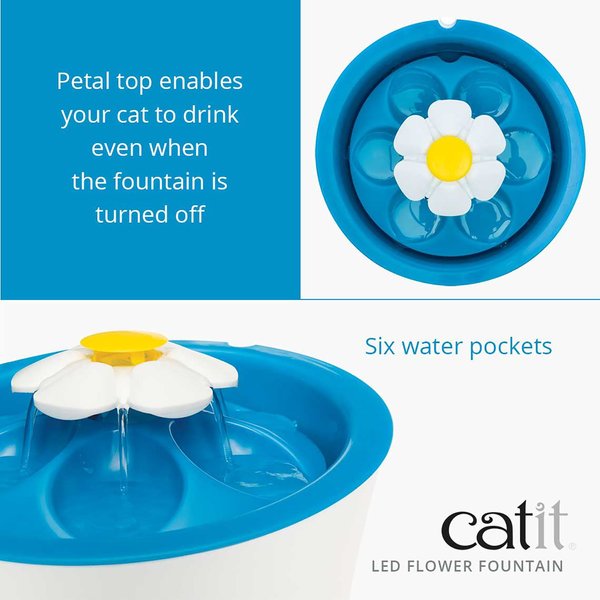 Show full view: Catit LED Flower Cat Fountain, 3-L slide 3 of 7