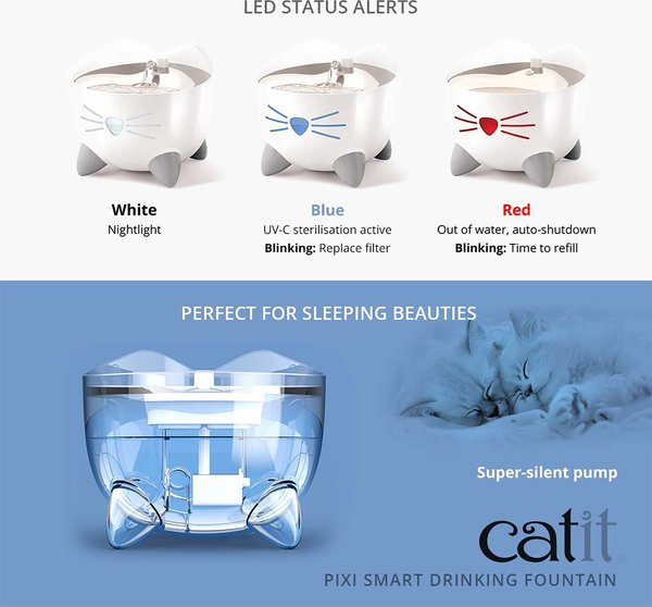 Show full view: Catit PIXI Smart Stainless Steel Top Cat Fountain, 2.5-L slide 5 of 7