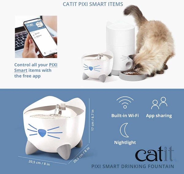 Show full view: Catit PIXI Smart Stainless Steel Top Cat Fountain, 2.5-L slide 6 of 7