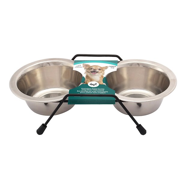 DOGIT Stainless Steel Double Dog Bowl, 250ml Chewy Canada
