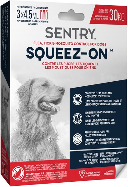 Sentry Squeez-On Flea Tick & Mosquito Treatment for Dogs, Over 30 kg slide 1 of 6