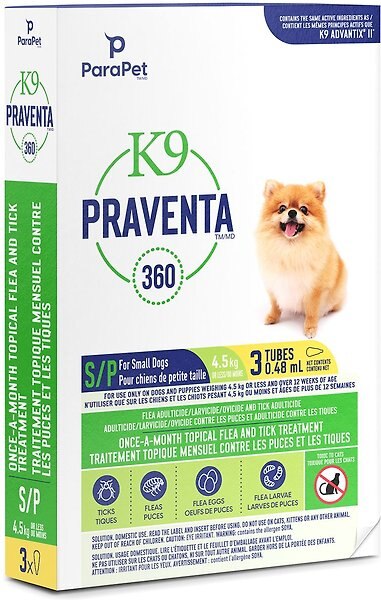 Show full view: Parapet K9 Praventa 360 Flea & Tick Treatment for Dogs, Up to 4.5 kg, 3 count slide 3 of 7