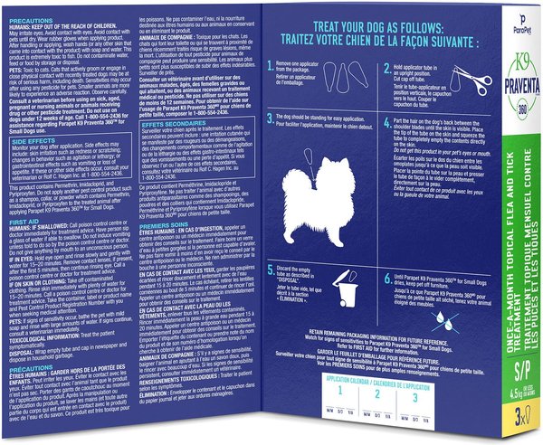Show full view: Parapet K9 Praventa 360 Flea & Tick Treatment for Dogs, Up to 4.5 kg, 3 count slide 4 of 7