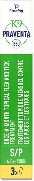 Show full view: Parapet K9 Praventa 360 Flea & Tick Treatment for Dogs, Up to 4.5 kg, 3 count slide 5 of 7