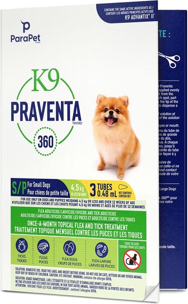 Show full view: Parapet K9 Praventa 360 Flea & Tick Treatment for Dogs, Up to 4.5 kg, 3 count slide 6 of 7