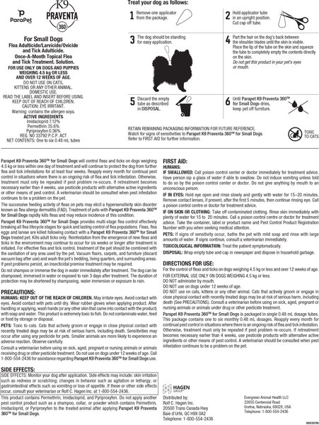 Show full view: Parapet K9 Praventa 360 Flea & Tick Treatment for Dogs, Up to 4.5 kg, 3 count slide 7 of 7