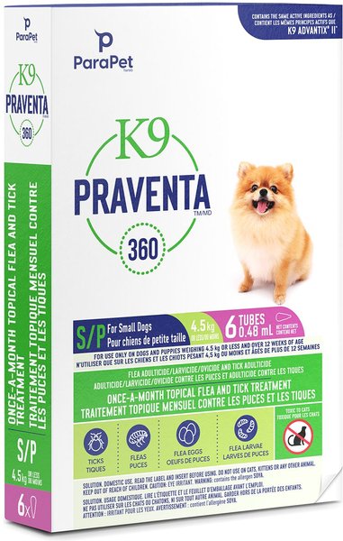 Show full view: Parapet K9 Praventa 360 Flea & Tick Treatment for Dogs, Up to 4.5 kg, 6 count slide 3 of 7