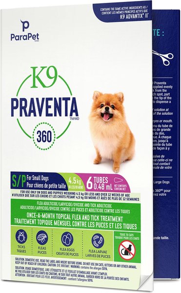 Show full view: Parapet K9 Praventa 360 Flea & Tick Treatment for Dogs, Up to 4.5 kg, 6 count slide 6 of 7