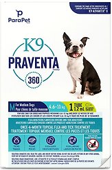 Parapet K9 Praventa 360 Flea & Tick Treatment for Dogs, 4.6-11 kg, 1 count