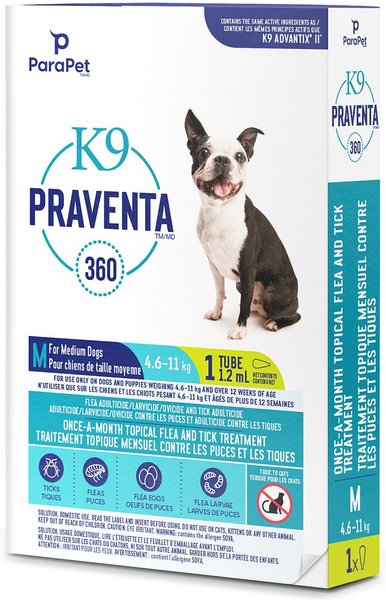 Show full view: Parapet K9 Praventa 360 Flea & Tick Treatment for Dogs, 4.6-11 kg, 1 count slide 3 of 7