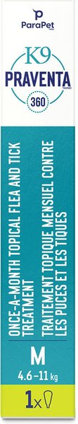 Show full view: Parapet K9 Praventa 360 Flea & Tick Treatment for Dogs, 4.6-11 kg, 1 count slide 5 of 7