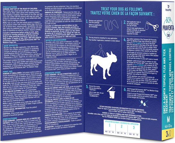 Show full view: Parapet K9 Praventa 360 Flea & Tick Treatment for Dogs, 4.6-11 kg, 3 count slide 4 of 7