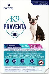Parapet K9 Praventa 360 Flea & Tick Treatment for Dogs, 4.6-11 kg, 6 count