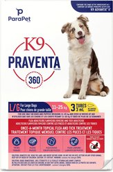 Parapet K9 Praventa 360 Flea & Tick Treatment for Dogs, 11-25 kg, 3 count