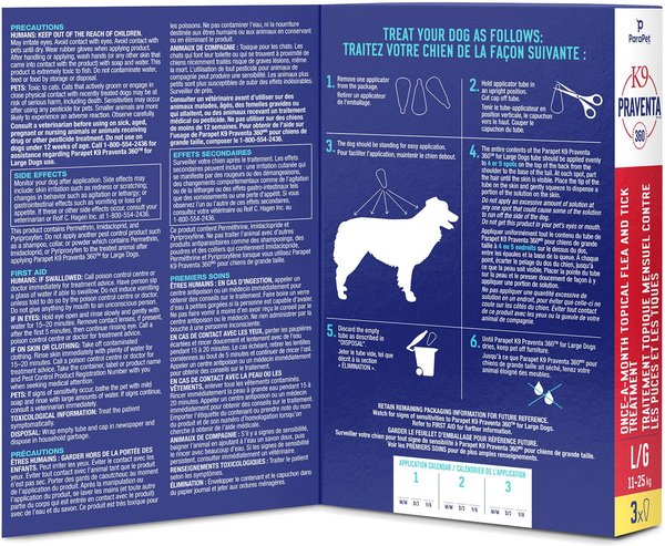 Show full view: Parapet K9 Praventa 360 Flea & Tick Treatment for Dogs, 11-25 kg, 3 count slide 4 of 7