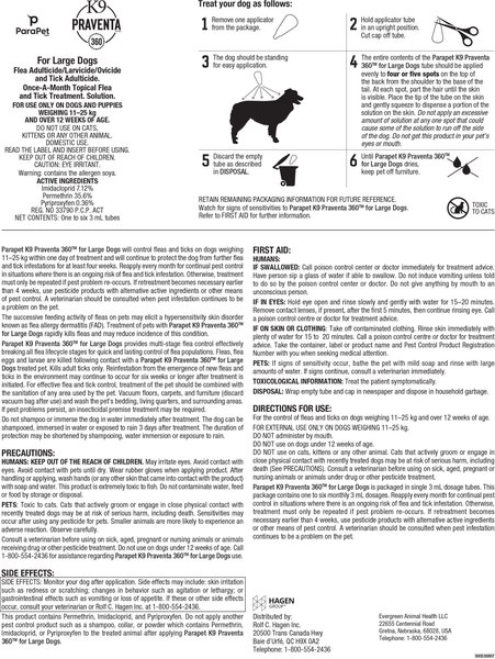 Show full view: Parapet K9 Praventa 360 Flea & Tick Treatment for Dogs, 11-25 kg, 3 count slide 7 of 7