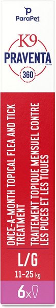Show full view: Parapet K9 Praventa 360 Flea & Tick Treatment for Dogs, 11-25 kg, 6 count slide 5 of 7