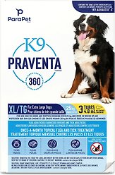 Parapet K9 Praventa 360 Flea & Tick Topical Treatment for Dogs, Over 25 kg, 3 count