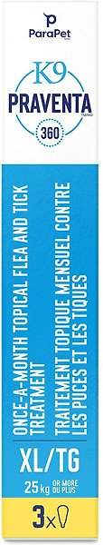 Show full view: Parapet K9 Praventa 360 Flea & Tick Topical Treatment for Dogs, Over 25 kg, 3 count slide 5 of 8