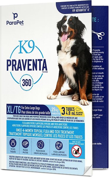 Show full view: Parapet K9 Praventa 360 Flea & Tick Topical Treatment for Dogs, Over 25 kg, 3 count slide 6 of 8