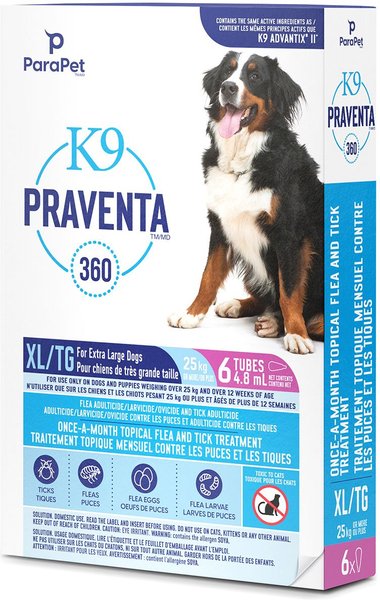 Show full view: Parapet K9 Praventa 360 Flea & Tick Topical Treatment for Dogs, Over 25 kg, 6 count slide 3 of 8