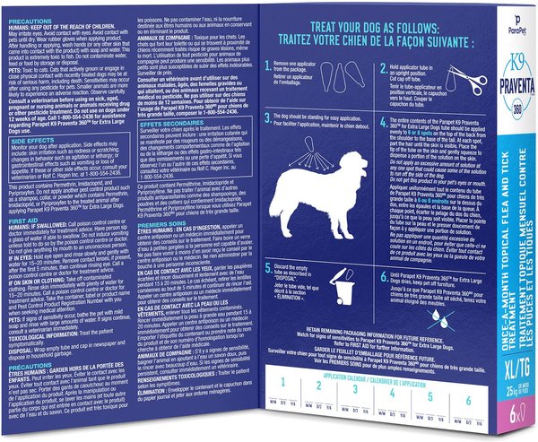 Show full view: Parapet K9 Praventa 360 Flea & Tick Topical Treatment for Dogs, Over 25 kg, 6 count slide 4 of 8