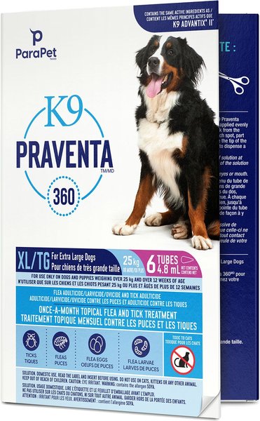 Show full view: Parapet K9 Praventa 360 Flea & Tick Topical Treatment for Dogs, Over 25 kg, 6 count slide 6 of 8