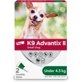 K9 Advantix II Flea & Tick Protection for Dogs, 4.5 kg & under, 2 doses